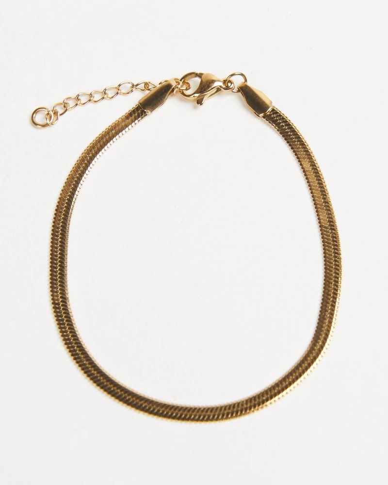 Front of a size O/S Gold Herringbone Bracelet in Gold in Gold by ATIANA. | dia_product_style_image_id:330335